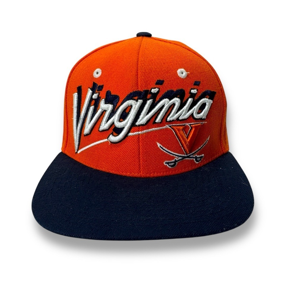 Vintage‎ Virginia Cavaliers Logo Snapback Spellout Hat Navy Orange